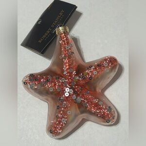 Robert Stanley Blown Glass Sequin Starfish Ornament Christmas NEW